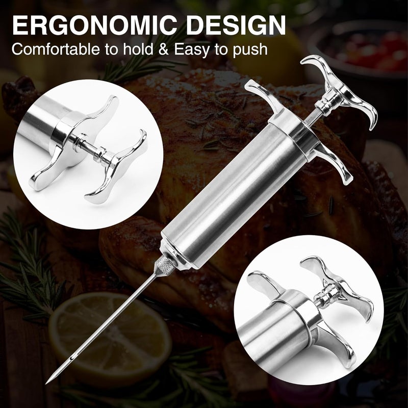 Dormercy Meat Injector Syringe Kit, Flavor Injector with 3 Marinade Needles, Stainless Steel Kitchen Food Injection Syringe for Turkey Cooking - Image 5